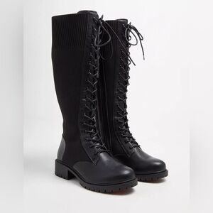 Torrid Black Lace-Up Stretch Combat Boots